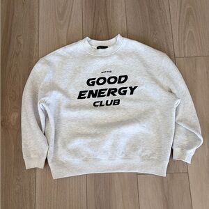 White fox Good Energy Club Gray Crewneck Sweatshirt